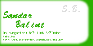 sandor balint business card